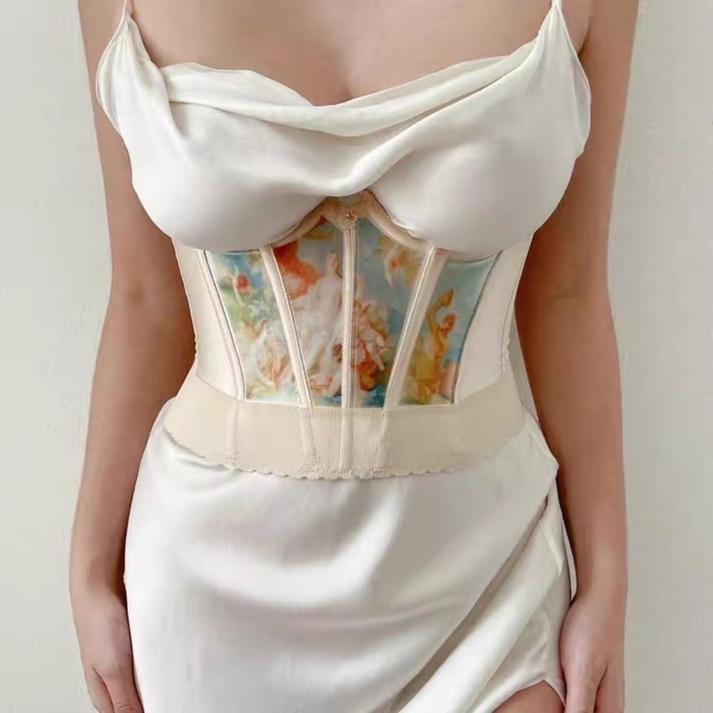 Vintage style white satin dress (with corset)